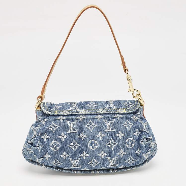 Pre Owned Louis Vuitton Blue Monogram Denim Mini Pleaty Bag