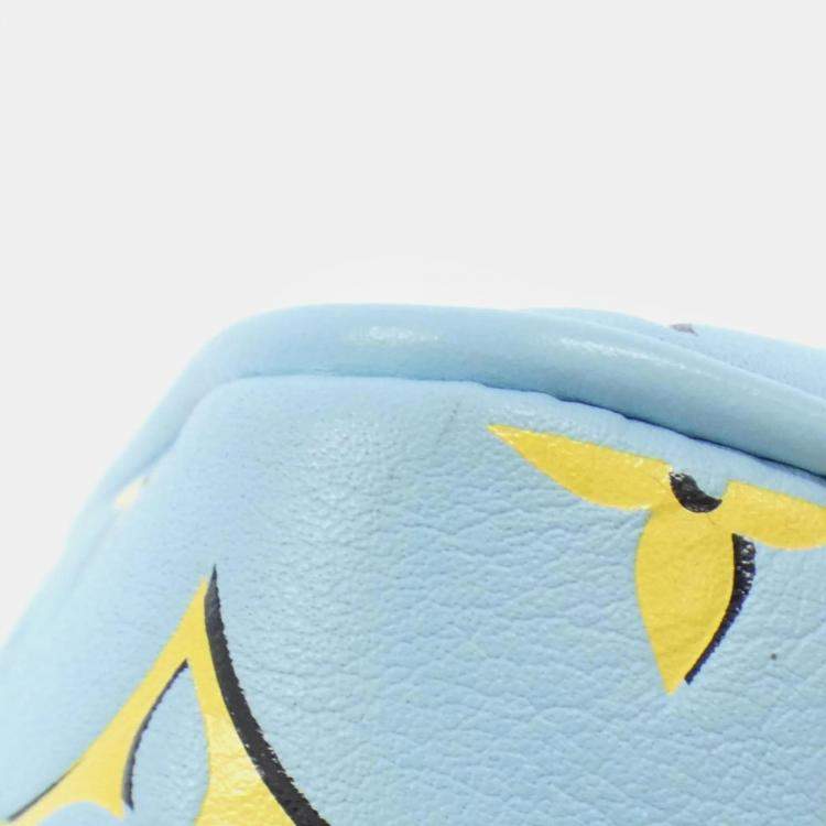Pre Owned Louis Vuitton Baby Blue Leather Speedy Bandouliere Boston Bag