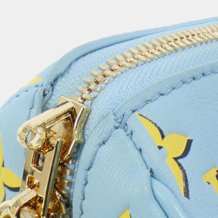 Pre Owned Louis Vuitton Baby Blue Leather Speedy Bandouliere Boston Bag