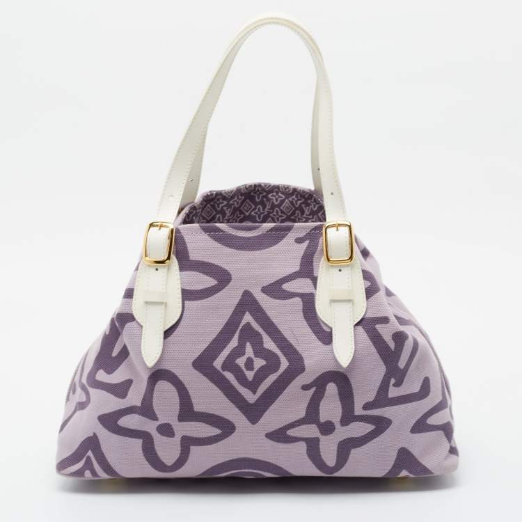 Pre Owned Louis Vuitton Purple Canvas Tahitienne Cabas PM Bag