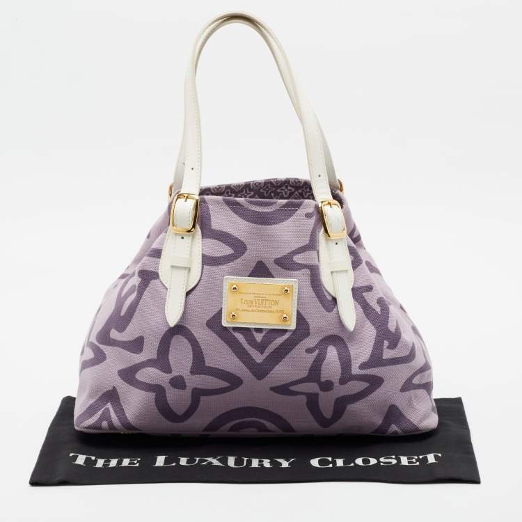 Pre Owned Louis Vuitton Purple Canvas Tahitienne Cabas PM Bag