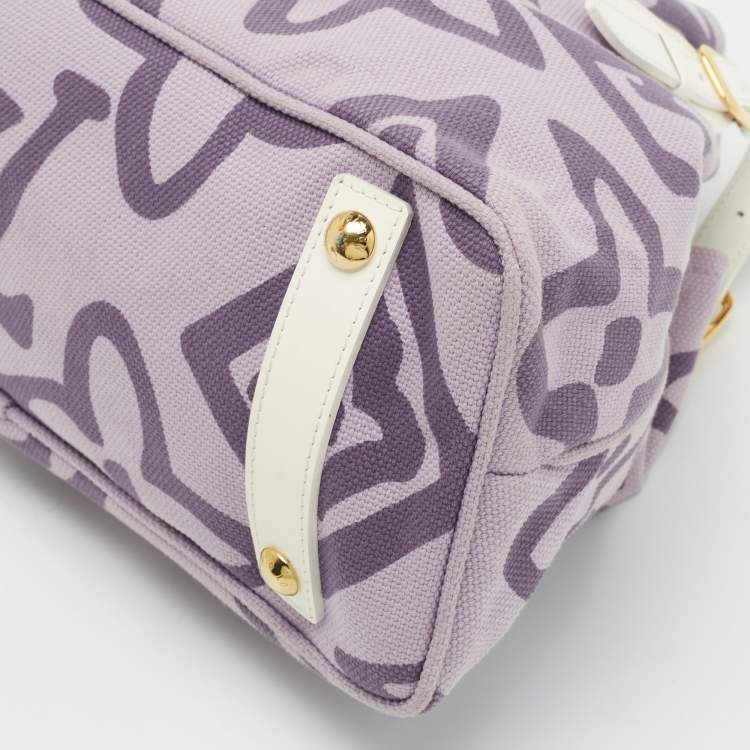 Pre Owned Louis Vuitton Purple Canvas Tahitienne Cabas PM Bag