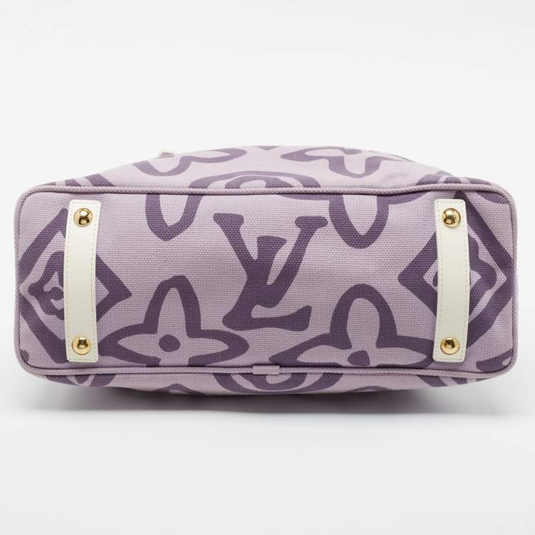 Pre Owned Louis Vuitton Purple Canvas Tahitienne Cabas PM Bag