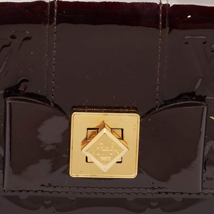 Pre Owned Louis Vuitton Amarante Monogram Vernis Sarah Noeud Wallet