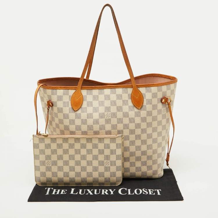 Pre Owned Louis Vuitton Damier Azur Canvas Neverfull MM Bag