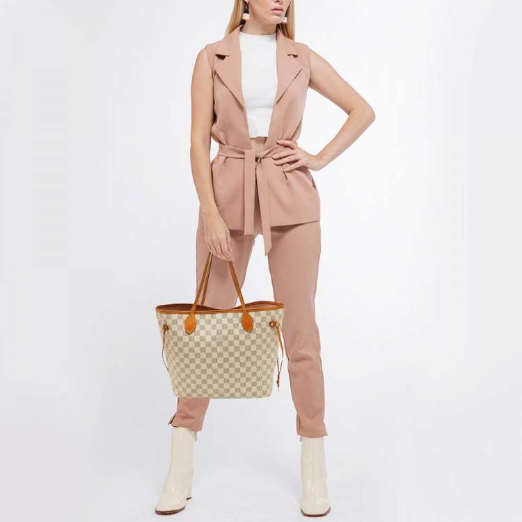 Pre Owned Louis Vuitton Damier Azur Canvas Neverfull MM Bag