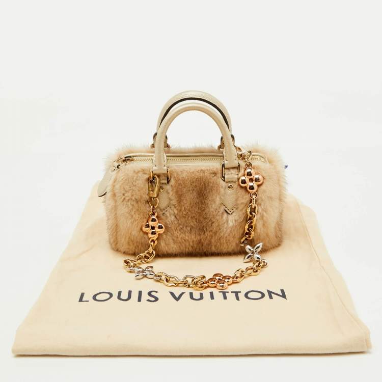 Pre Owned Louis Vuitton Mink Fur Nano Speedy Bag