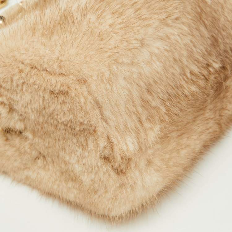 Pre Owned Louis Vuitton Mink Fur Nano Speedy Bag