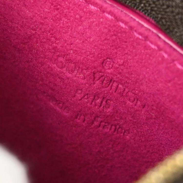 Pre Owned Louis Vuitton Brown/Pink Monogram Perforated Canvas Coin Purse Bag