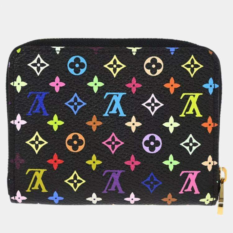 Pre Owned Louis Vuitton Black Multicolor Zippy Coin Purse Wallet