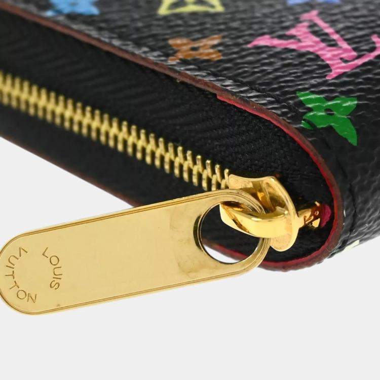Pre Owned Louis Vuitton Black Multicolor Zippy Coin Purse Wallet