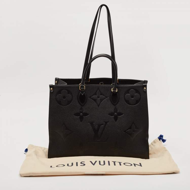 Pre Owned Louis Vuitton Black Monogram Empreinte Leather Onthego GM Bag