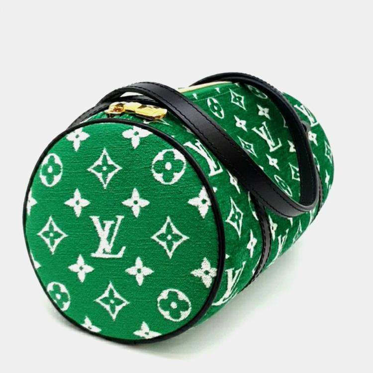 Pre Owned Louis Vuitton Green Velvet Papillon Shoulder Bag