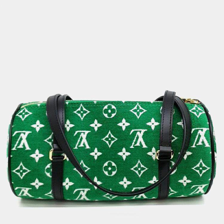 Pre Owned Louis Vuitton Green Velvet Papillon Shoulder Bag