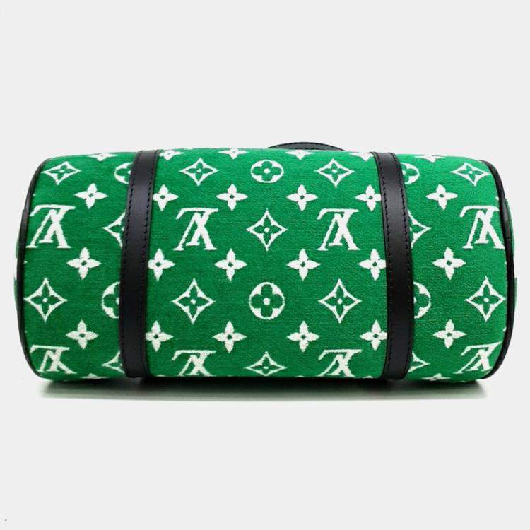 Pre Owned Louis Vuitton Green Velvet Papillon Shoulder Bag