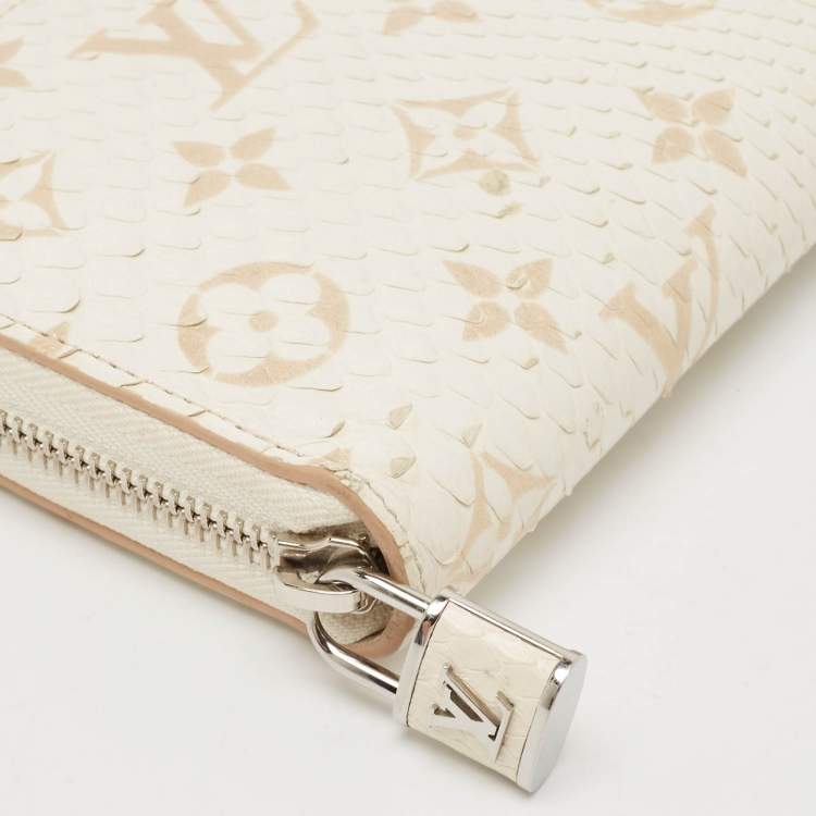Pre Owned Louis Vuitton White/Gold Monogram Python Zippy Wallet