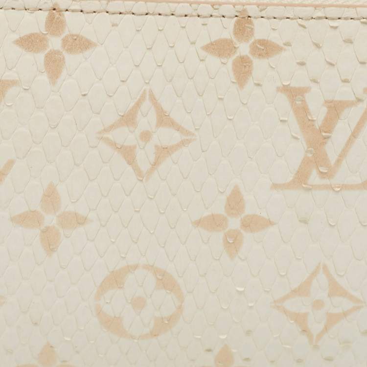 Pre Owned Louis Vuitton White/Gold Monogram Python Zippy Wallet