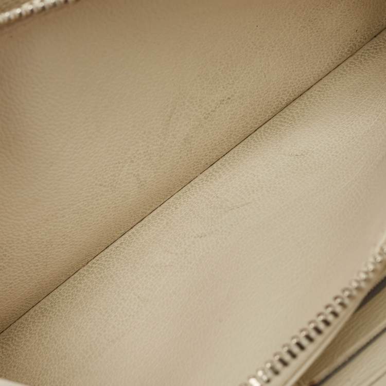 Pre Owned Louis Vuitton White/Gold Monogram Python Zippy Wallet