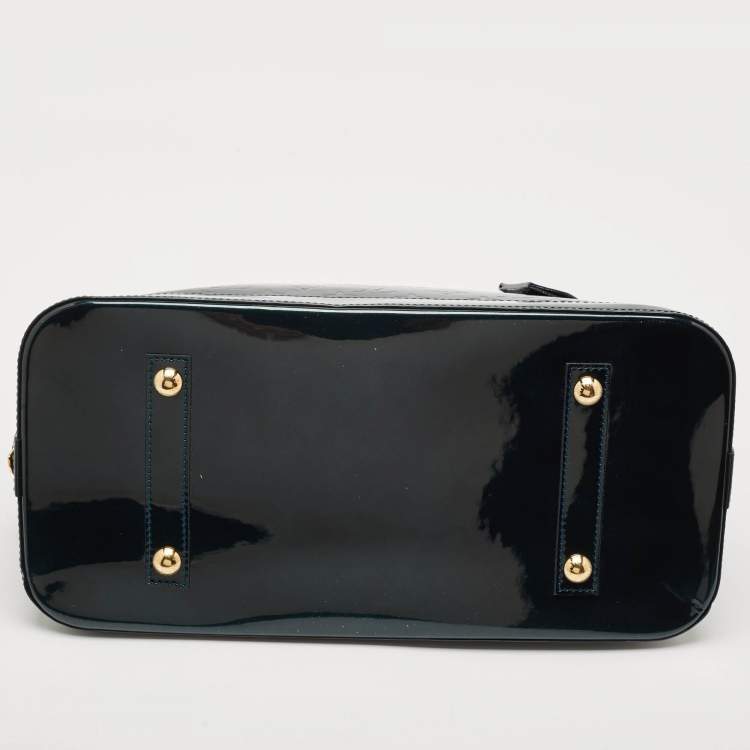 Pre Owned Louis Vuitton Blue Nuit Monogram Vernis Alma GM Bag