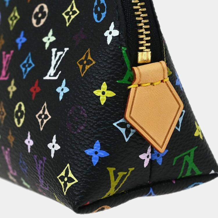 Pre Owned Louis Vuitton Black Monogram Multicolor Pochette Cosmetic Bag