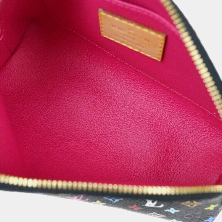Pre Owned Louis Vuitton Black Monogram Multicolor Pochette Cosmetic Bag
