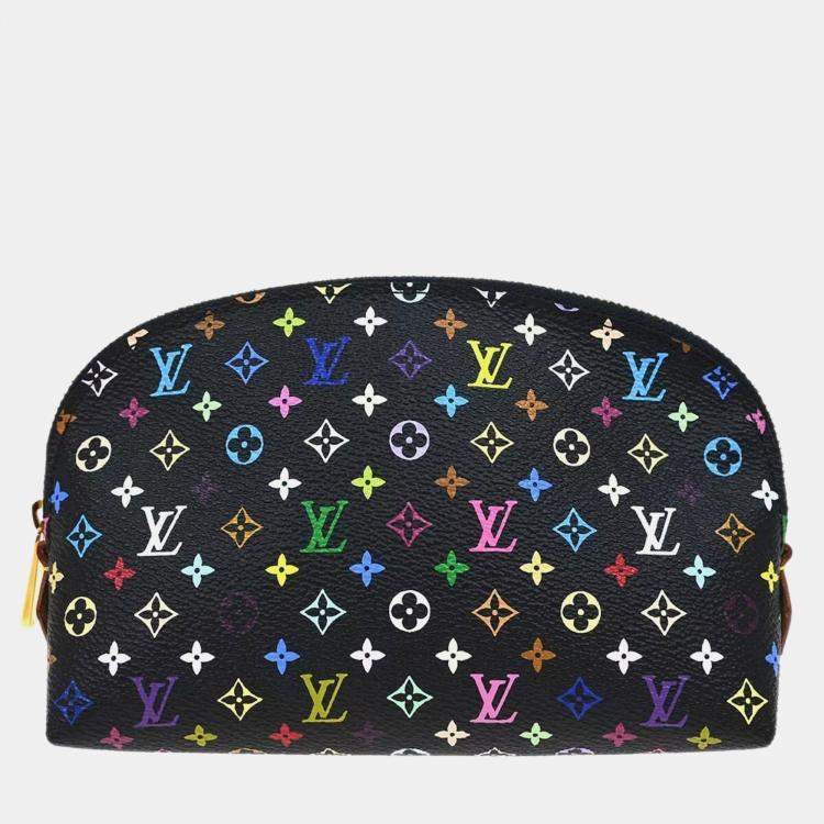 Pre Owned Louis Vuitton Black Monogram Multicolor Pochette Cosmetic Bag