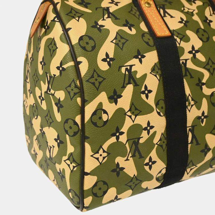 Pre Owned Louis Vuitton Green Monogram Camouflage Speedy 35 Handbag