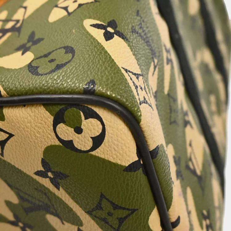 Pre Owned Louis Vuitton Green Monogram Camouflage Speedy 35 Handbag