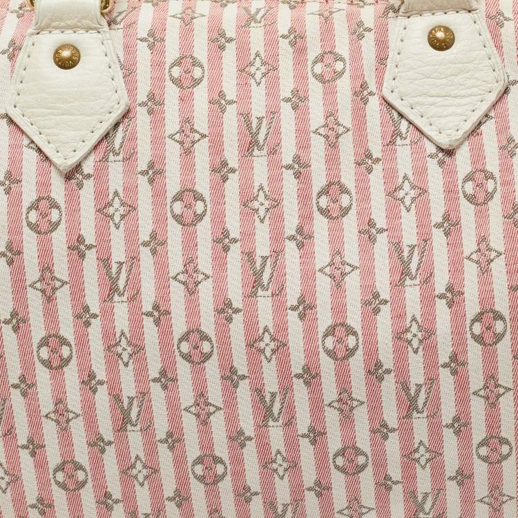 Pre Owned Louis Vuitton White/Red Mini Lin Canvas Croisette Speedy 30 Bag