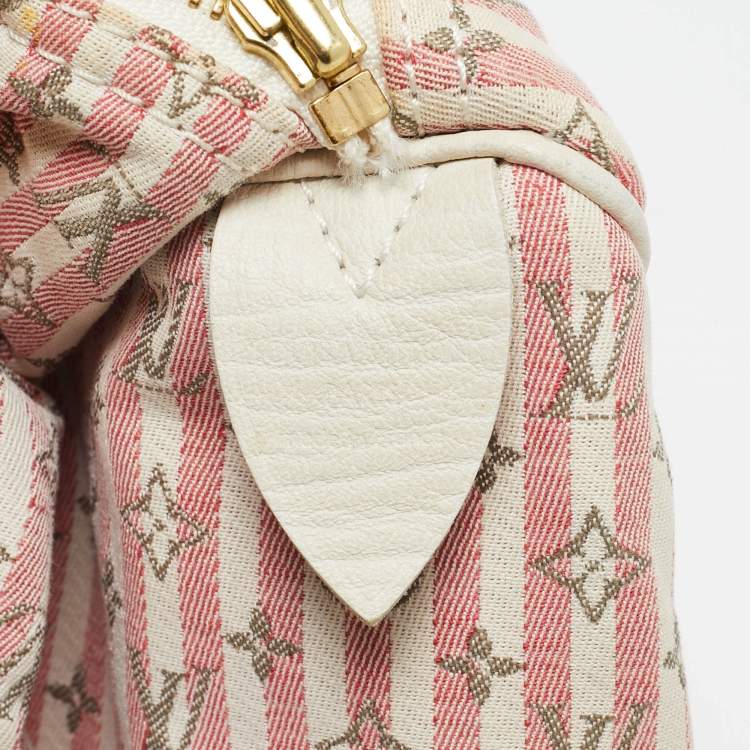 Pre Owned Louis Vuitton White/Red Mini Lin Canvas Croisette Speedy 30 Bag