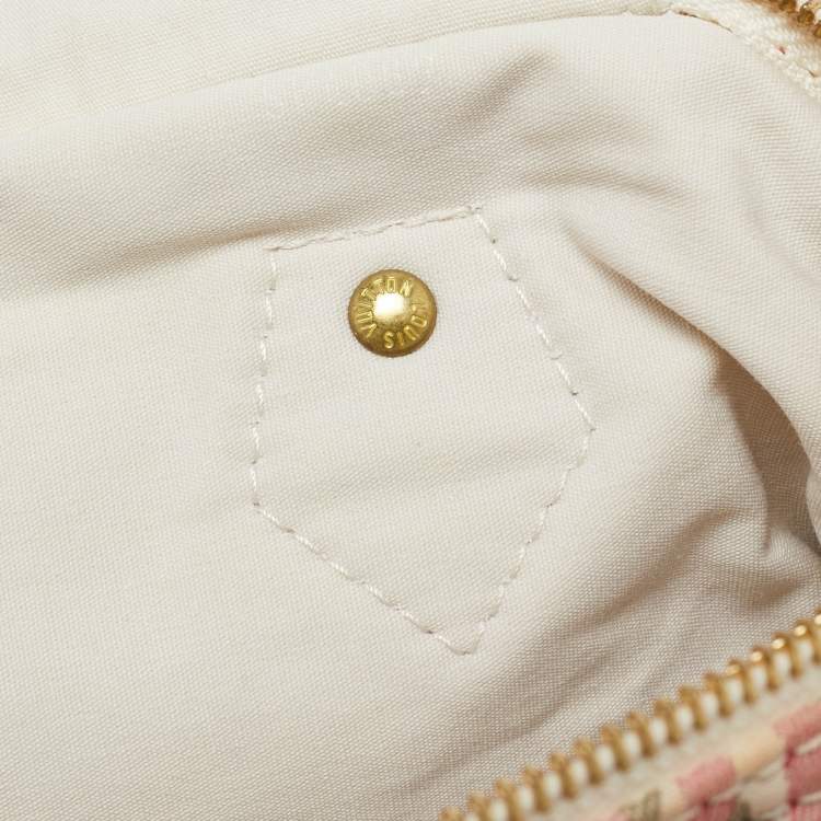 Pre Owned Louis Vuitton White/Red Mini Lin Canvas Croisette Speedy 30 Bag