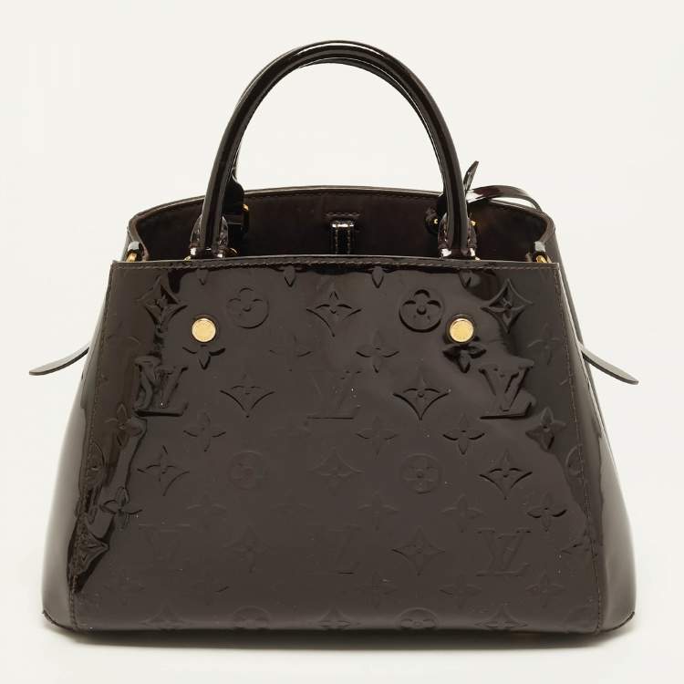 Pre Owned Louis Vuitton Amarante Monogram Vernis Montaigne BB Bag