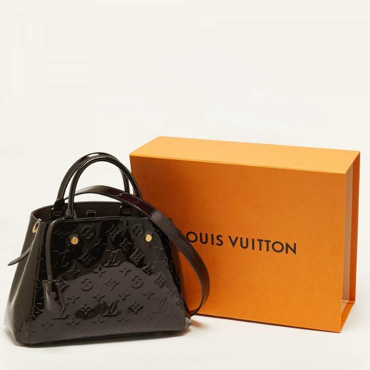 Pre Owned Louis Vuitton Amarante Monogram Vernis Montaigne BB Bag