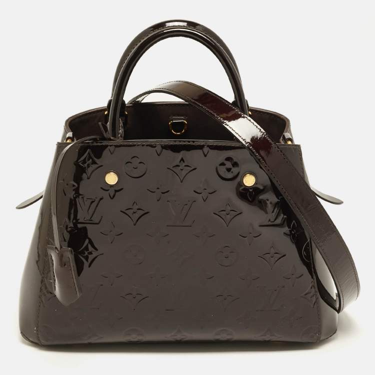 Pre Owned Louis Vuitton Amarante Monogram Vernis Montaigne BB Bag