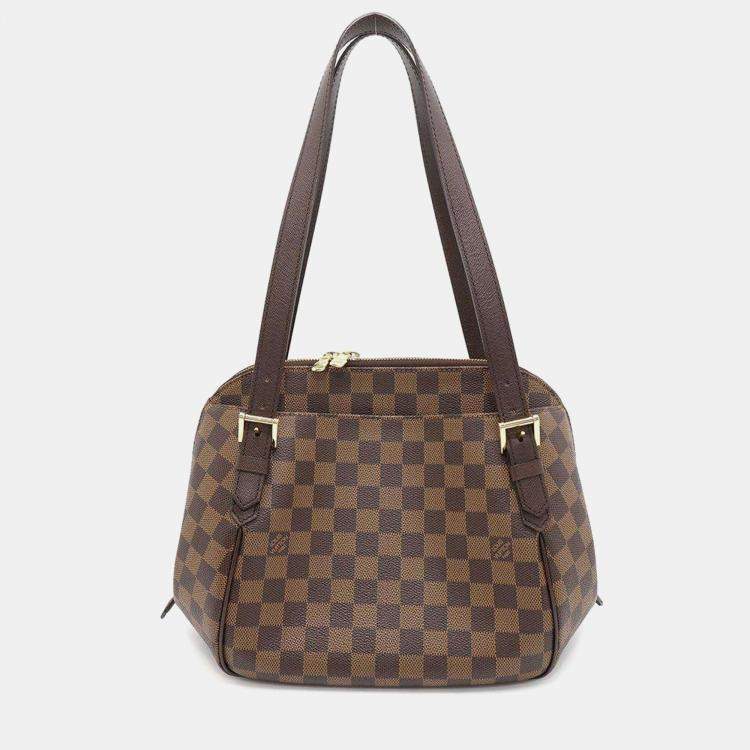 Pre Owned Louis Vuitton Red Damier Ebene Canvas MM Belem Handbag