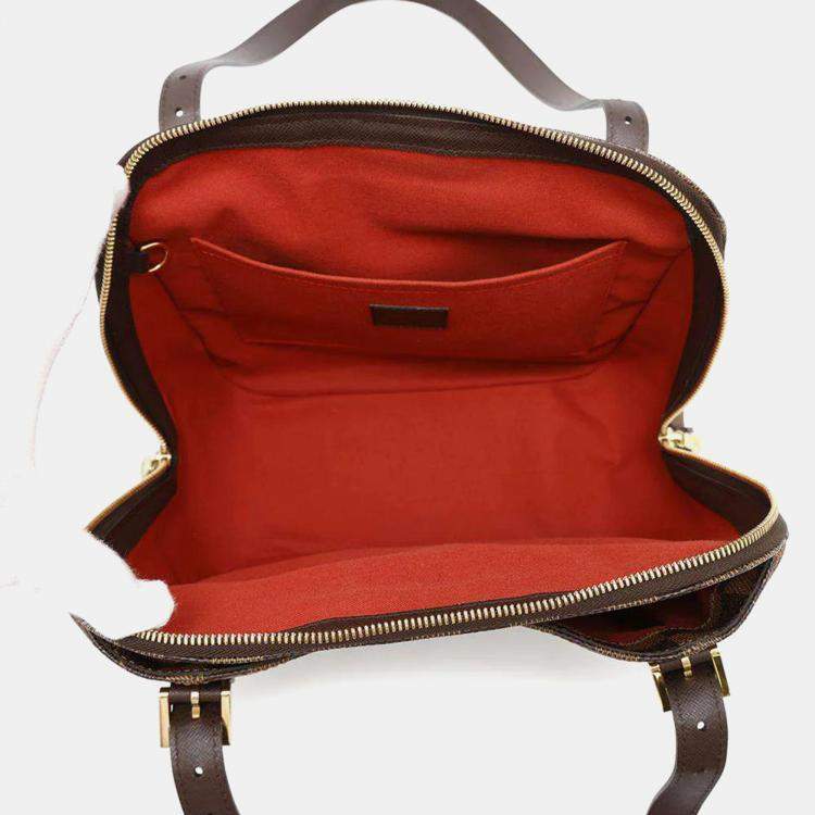 Pre Owned Louis Vuitton Red Damier Ebene Canvas MM Belem Handbag