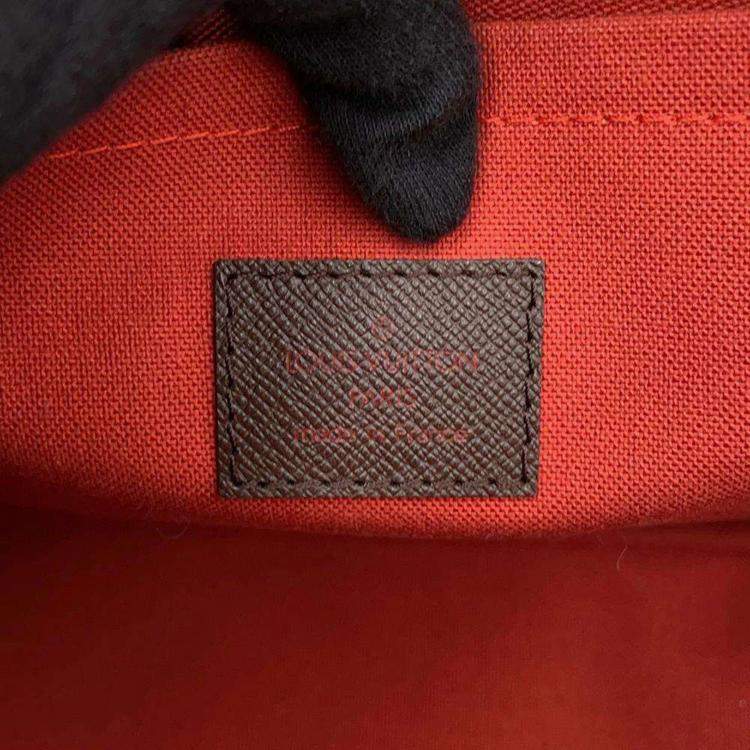 Pre Owned Louis Vuitton Red Damier Ebene Canvas MM Belem Handbag