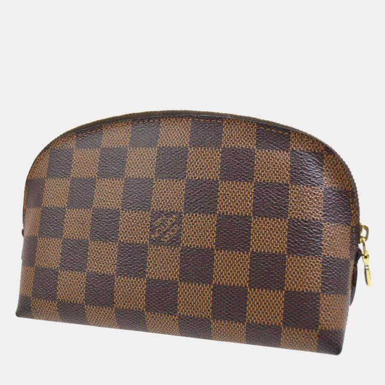 Pre Owned Louis Vuitton Brown Damier Ebene Canvas Pochette Cosmetic Pouch 