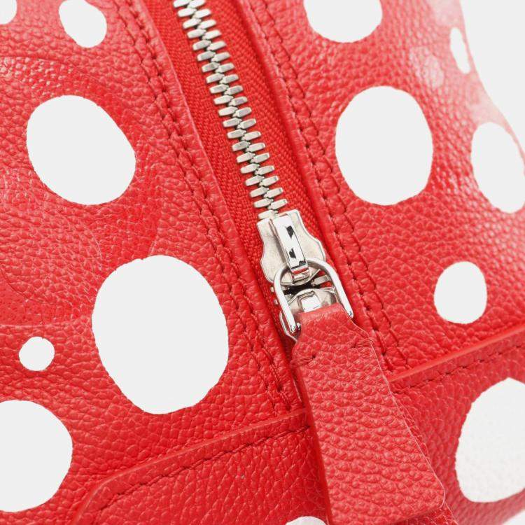 Pre Owned Louis Vuitton Red and White Monogram Leather Yayoi Kusama Infinite Dots Cub Shoulder Bag 