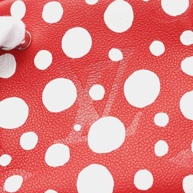 Pre Owned Louis Vuitton Red and White Monogram Leather Yayoi Kusama Infinite Dots Cub Shoulder Bag 