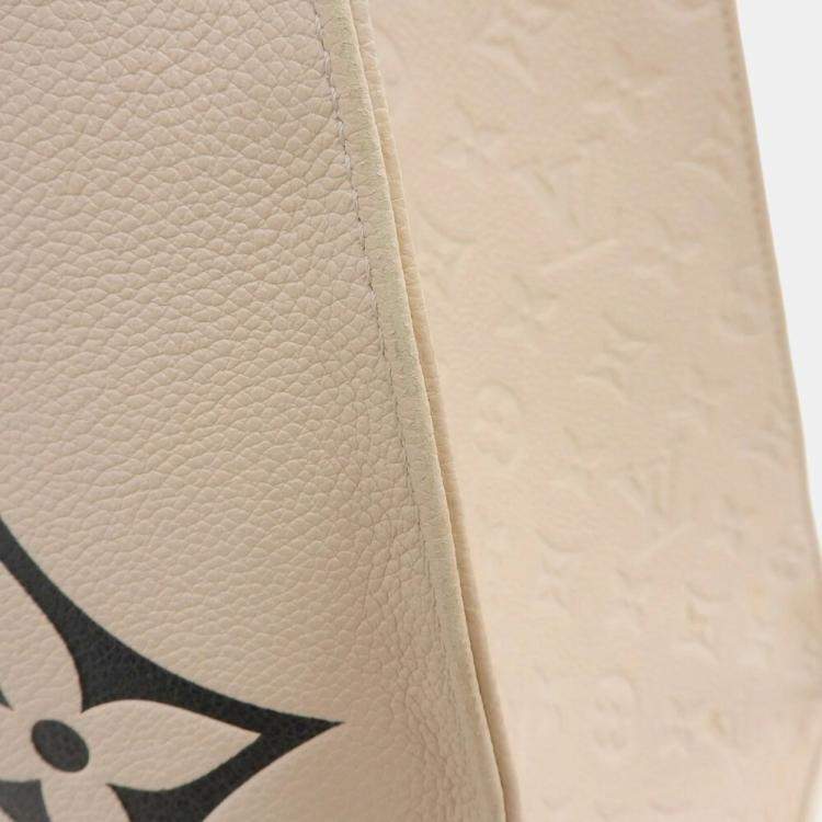 Pre Owned Louis Vuitton Beige Giant Monogram Empreinte OnTheGo GM Tote Bag