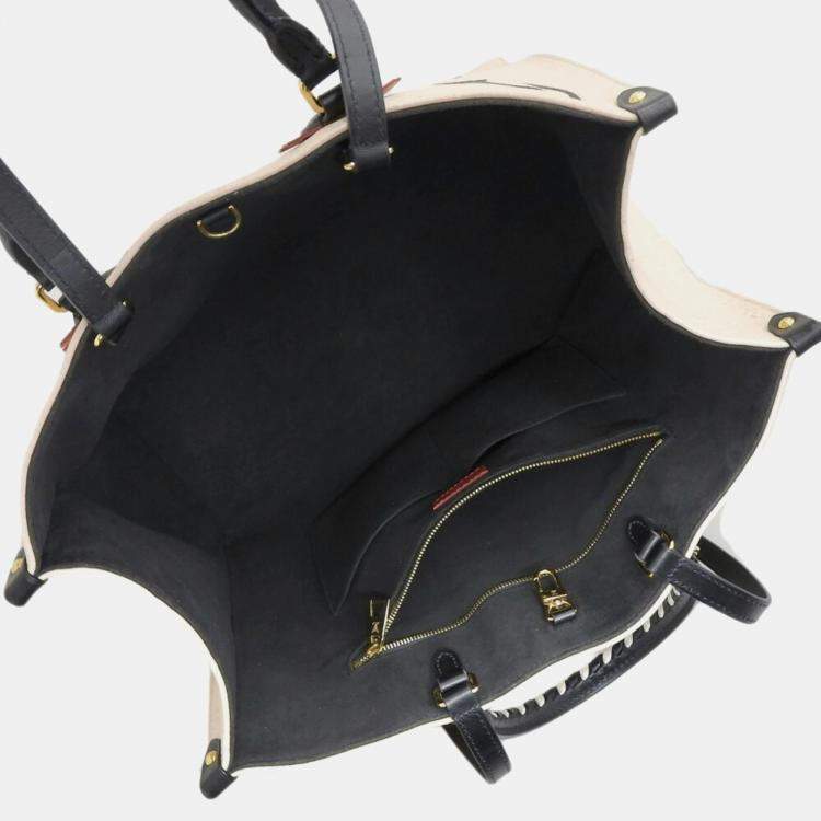 Pre Owned Louis Vuitton Beige Giant Monogram Empreinte OnTheGo GM Tote Bag