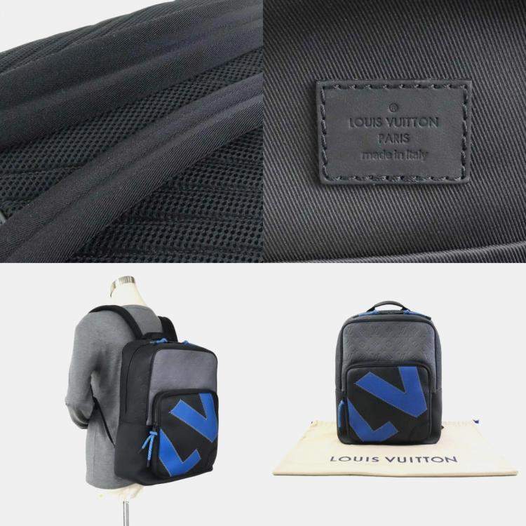 Pre Owned Louis Vuitton Black and Blue Taurillon Leather Backpack 