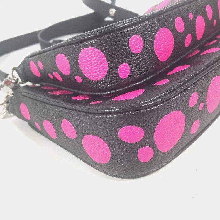 Pre Owned Louis Vuitton Black and Pink Monogram Empreinte Leather Yayoi Kusama Multi Pochette Accessoires Shoulder Bag