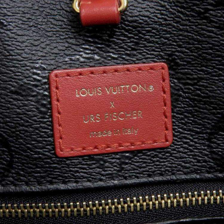 Pre Owned Louis Vuitton Noir, Rouge PVC Tufted OnTheGo GM Tote Bag