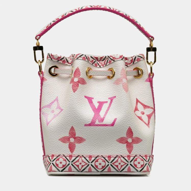 Pre Owned Louis Vuitton White LV By The Pool Nano Noe Shoulder Bag 