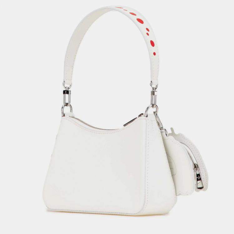 Pre Owned Louis Vuitton White Red Leather Yayoi Kusama Epi Marellini Shoulder Bag
