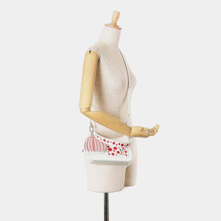 Pre Owned Louis Vuitton White Red Leather Yayoi Kusama Epi Marellini Shoulder Bag