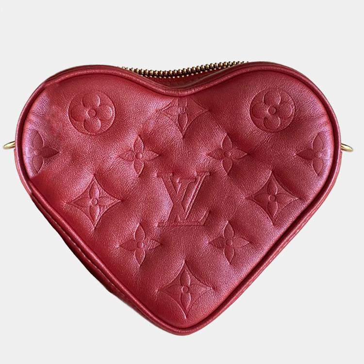 Pre Owned Louis Vuitton Red Monogram Leather Fall In Love Sac Coeur Heart Chain Bag