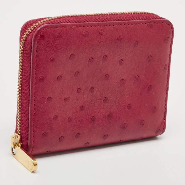 Pre Owned Louis Vuitton Magenta Ostrich Zippy Coin Purse